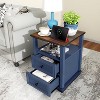 Vipbear Nightstand 18¡± White End Table with Charging Station Rustic Wood Tall Bedside Table with 2 Drawers Storage - 2 of 4