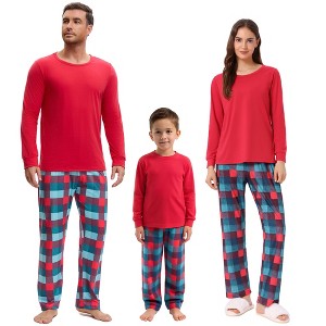 INSPIRE CHIC Men's Sleepwear Long Sleeve Tops and Pants Plaid Family Pajamas Set - 1 of 4