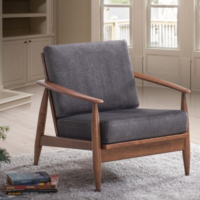 GDFStudio Quintina Modern 33" Rubber Wood and Fabric Upholstered Accent Chair