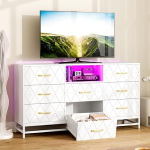 Whizmax 8 Dresser for Bedroom, 59" TV Dresser Wooden Large Long Dresser, Modern Chest of Drawers Storage Organizer for Closet, Living Room - 1 of 4