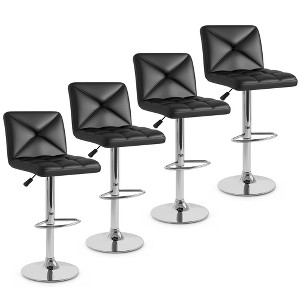 Tangkula 4 PCS Bar Stools PU Leather Swivel Bar Chairs Height Adjustable Upholstered Barstools - 1 of 4