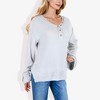 Anna-Kaci Women's V-Neck Henley Knit Sweater with Button Details - 2 of 4