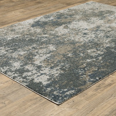 Hand-Knotted Blue and Gray Synthetic Oriental Area Rug