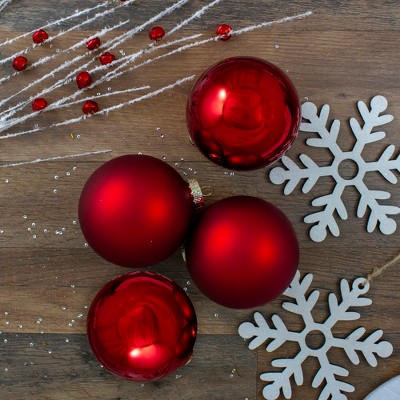 Red and Gold Matte Glass Christmas Ball Ornament Set