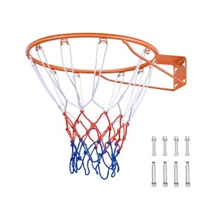 VEVOR Basketball Rim, Wall Door Mounted Basketball Hoop, Heavy Duty Q235 Basketball Flex Rim Goal Replacement with Net, Standard 18" - 1 of 4