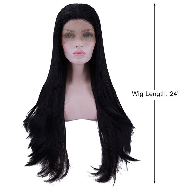Unique Bargains Long Straight Hair Lace Front Wig for Women with Wig Cap 24" 1PC, 2 of 6