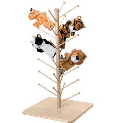 Marvel Education Co Wooden Puppet Tree, Adjustable, Holds 13 to 26 Hand Puppets