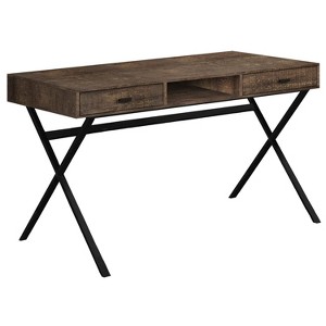 Monarch Specialties Computer Desk Home Office Laptop Storage Drawers 48InchL Work Metal Laminate Brown Black Contemporary Modern - 1 of 4