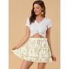 INSPIRE CHIC Women's Layered Ruffle Hem Elastic Waist A-Line Skater Floral Mini Skirt - 2 of 4