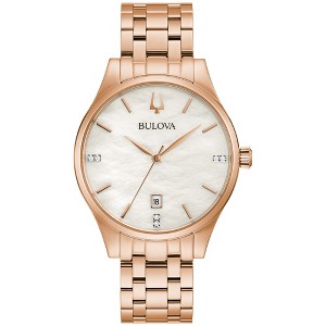Bulova Ladies' Classic Diamond Dial Rose Gold Stainless Steel 3-Hand Calendar Date Quartz Watch - 1 of 4