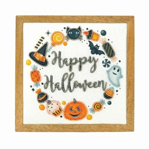 Gallerie II Embellished Halloween Wreath Shelf Sitter Block - 1 of 3