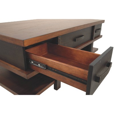 Gray and Brown Rectangular Lift-Top Storage Coffee Table