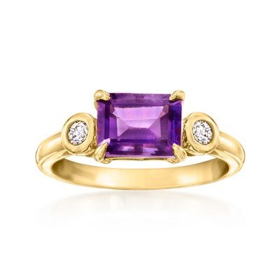 Ross-Simons 1.40 Carat Amethyst Ring With .10 ct. t.w. Lab-Grown Diamonds in 18kt Gold Over Sterling