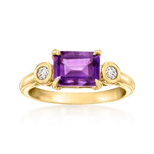 Ross-Simons 1.40 Carat Amethyst Ring With .10 ct. t.w. Lab-Grown Diamonds in 18kt Gold Over Sterling - 1 of 4