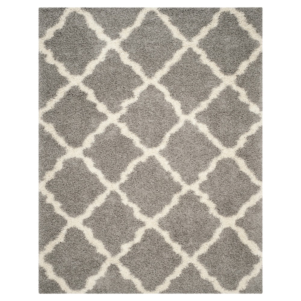 8'x10' Gray/Ivory Geometric Shag/Flokati Loomed Area Rug - Safavieh