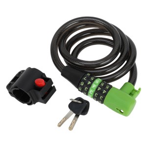 Unique Bargains Extended Bike Padlock Cable Lock Resettable 5 Digit Bike Lock Black Green 1 Set - 1 of 4