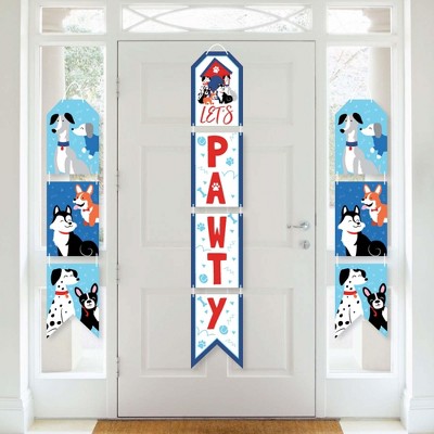 Big Dot of Happiness Pawty Like a Puppy - Hanging Vertical Paper Door Banners - Dog Baby Shower or Birthday Party Wall Decor Kit - Indoor Door Decor