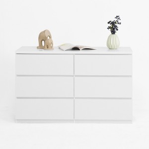 TiramisuBest 6-Drawer Storage Cabinet:Wide Wood Dresser with Large Storage Space for Bedroom, Hallway, Entryway & Living Room, White - 1 of 4