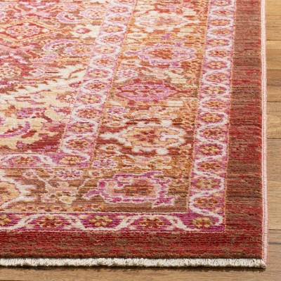 Rust Red Floral Motif Rectangular Area Rug, 9' x 13'