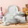 vancasso 30 Pieces Porcelain Dinnerware Set, White With Green Set , Ceramic Decal Leaves, Dinner/Dessert/Soup Plate, Cup And Saucer For 6 Person - 4 of 4