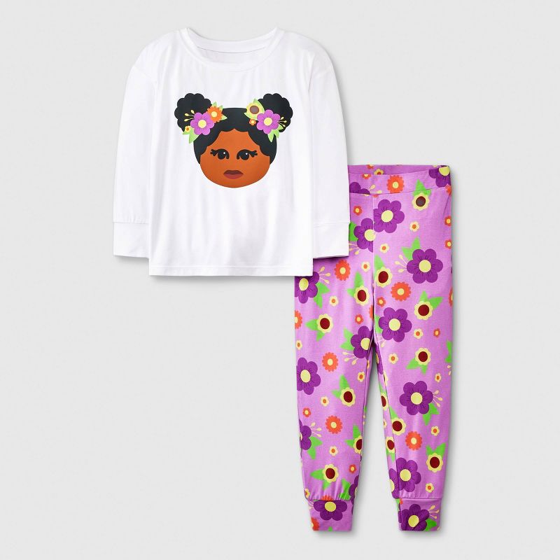 Toddler Girls&#39; Elle Olivia Spring Floral Pajama Set - Purple, 1 of 5