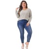 Agnes Orinda Women's Plus Size V-Neck Long Sleeve Basic Ribbed Pitted Brushed Casual Tunic Blouses - 3 of 4
