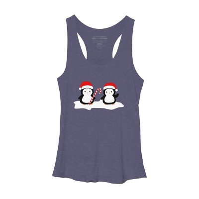 Women's Design By Humans Christmas penguins are so cute By happinessinatee Racerback Tank Top