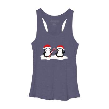 Women's Design By Humans Christmas penguins are so cute By happinessinatee Racerback Tank Top