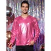 INSPIRE CHIC Men's Round Neck Long Sleeves Shining Disco Metallic T-Shirt - 2 of 4