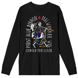 Pabst Blue Ribbon Good Old-Time Flavor Men's Black Long Sleeve Shirt - 1 of 2