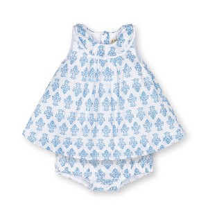 Hope & Henry Layette Baby Girl Organic Ruffle Collar Dress and Bloomer Set, Infant - 1 of 4