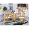 5-Piece Round Natural Oak Finish Solid Wood Top Dining table with 4 Chairs with - 2 of 4