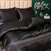 5 Piece Satin Duvet Cover King Set, Luxury Black Bedding with Zipper, 1 Duvet+ 4 Pillow Cases - 3 of 4