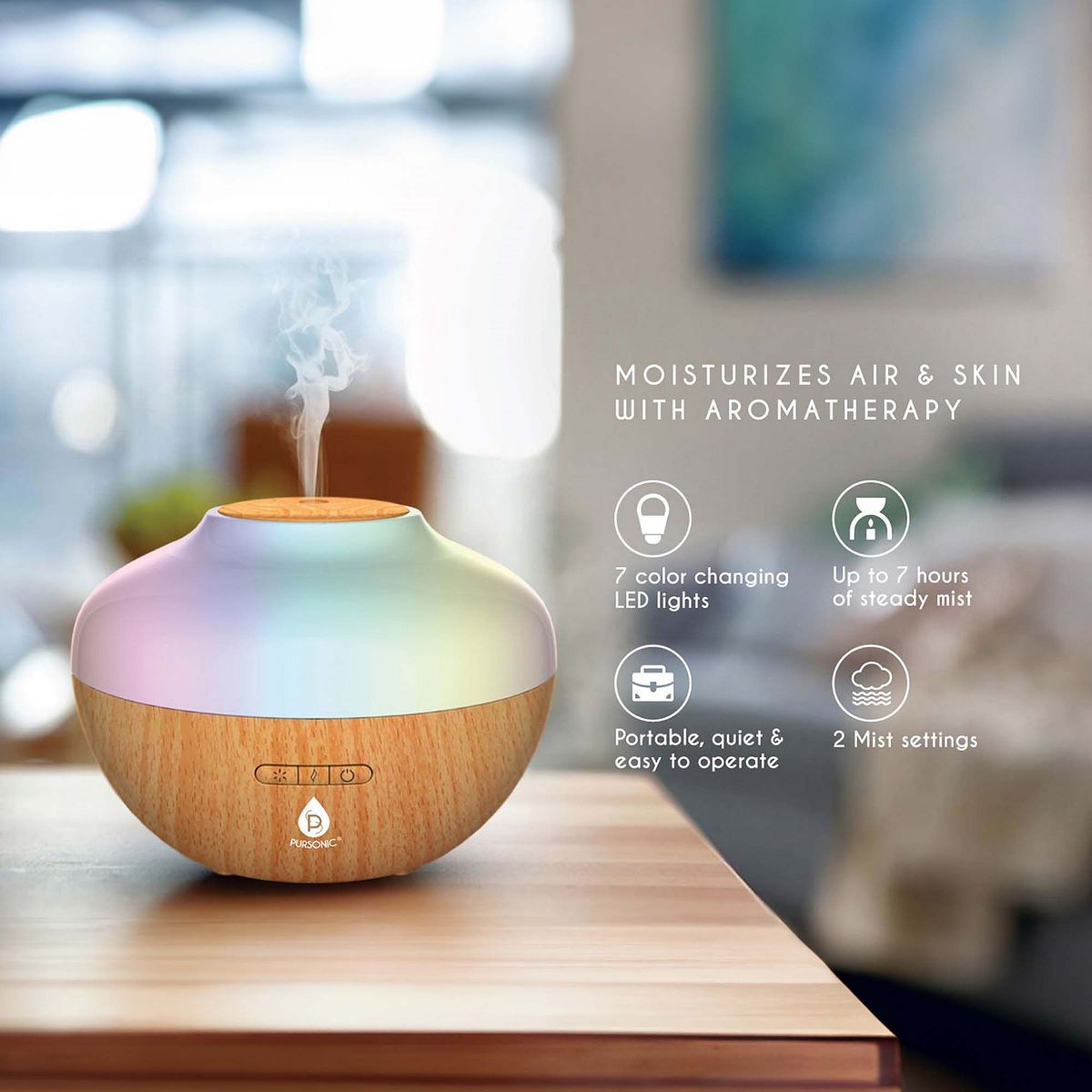 Pursonic Himalayan Salt Lamp & Aromatherapy Diffuser Wellness Set - thumbnail 3