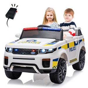 12V Police Electric Ride-On Car for Kids, Remote Control, 66lbs Capacity, LED Lights, Megaphone, Music, Spring Suspension - 1 of 4