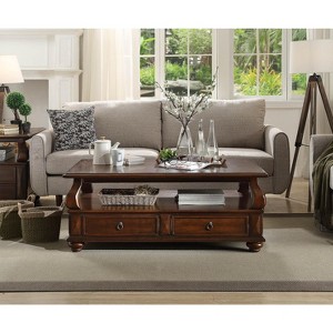Walnut 4-Drawer Coffee Table with 1 Shelf - 1 of 1