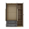 Chery Life 47.2'' x 19.3'' x 67.9'' 3-Doors Wooden Rattan Wardrobe Storage for Bedroom, with 2 Drawers - 3 of 4
