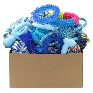 Itopfox 20 Pack Puppy Chew Toys - Blue Dog Teething Toys for Puppies, Teething Rings and Durable Ropes, Rubber Toy Bundle for Small Dogs - 1 of 4