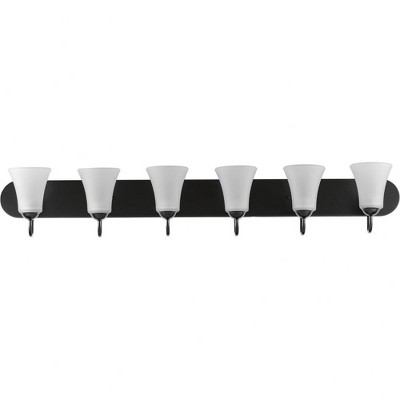 Progress Lighting Classic 6-Light Bath Wall Light, Brushed Nickel, Etched Glass Shades