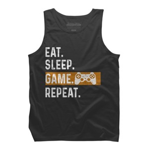 Men's Design By Humans Eat Sleep Game Repeat By MeowShop Tank Top - 1 of 2