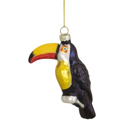 Northlight 4.75" Black and Gold Glass Toucan Bird Christmas Ornament