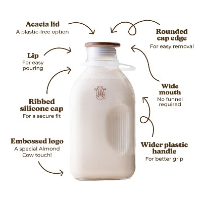 Almond Cow 60oz Glass Milk Jug with Easy-Pour Spout