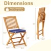 Tangkula Patio Folding Chair Set of 4 Portable Acacia Wood Dining Chairs with High Back & Seat Cushions Beige/Navy/Red - 4 of 4