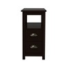 Side Table Wooden Narrow Nightstand With 2 Drawers And Open Storage Shelf, Freestanding Multi-functional Sofa End Table, Brown - 3 of 4