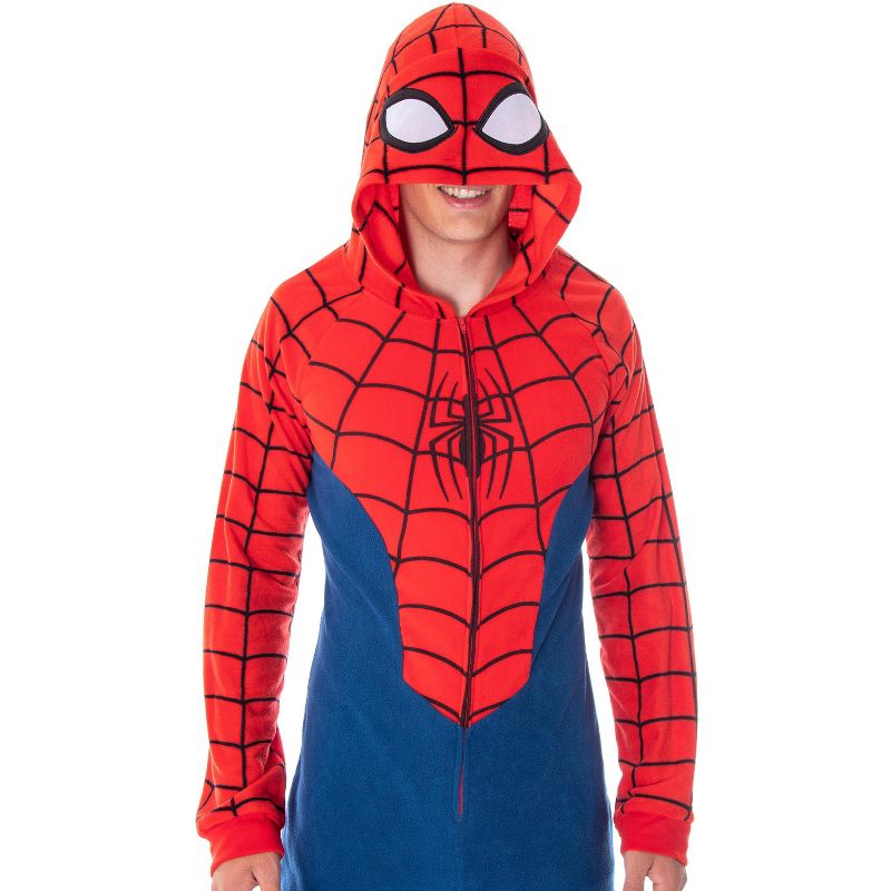 Marvel Comics Classic Spiderman Costume Pajama Union Suit One-Piece Outfit Classic Spidey, 3 of 6