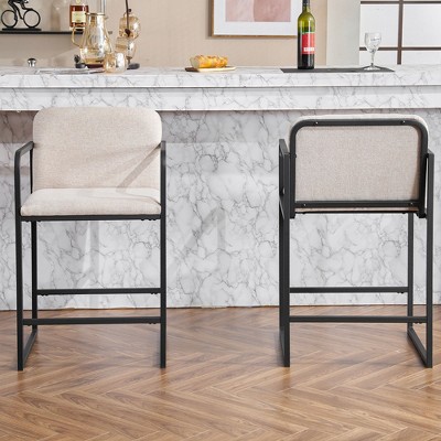 NicBex 24" Barstools Set of 2 with Arms,Stool Chair with Metal Frame,Island Chairs with Padded Seat,Counter Height Bar Stools for Kitchen,Bar