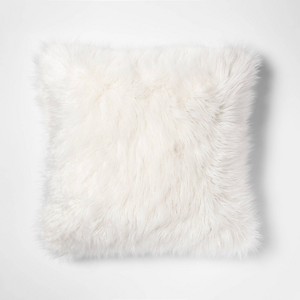 Mongolian Faux Fur Square Pillow White - Project 62