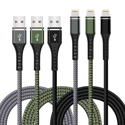 BONGEEK [Apple MFi Certified] iPhone Charger Fast Charging 3-Pack 3FT Lightning Cable Nylon Braided iPhone Charger Cord