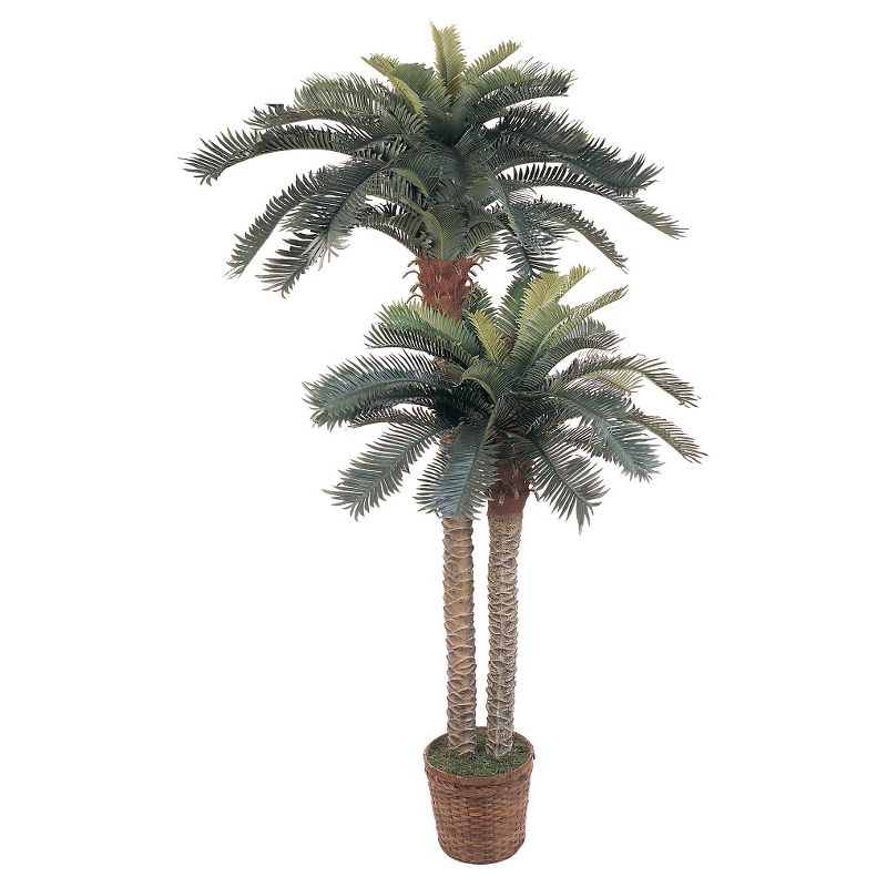 Nearly Natural Sago Palm Double Potted Silk Tree (6&#34;/4&#34;), 1 of 6
