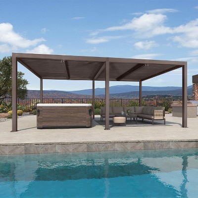 PURPLE LEAF Outdoor Louvered Pergola Sun Shade Outside Canopy with Aluminum Roof for Pool Hot Tub Backyard Garden Pavilion Patio Hardtop Gazebo